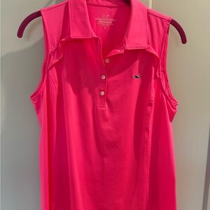 Vineyard Vines Women's Pink Sleeveless Polo Top